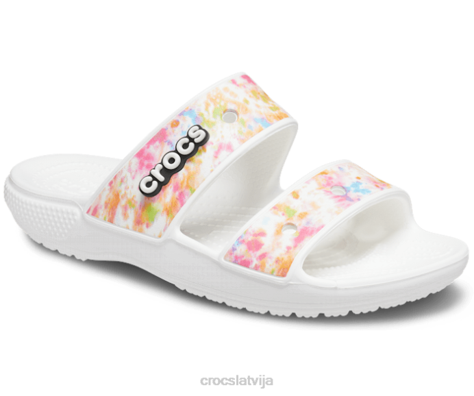 klasiskas grafiskas sandales ar kaklasaiti sievietes Crocs kurpes N46T322 multi/balts