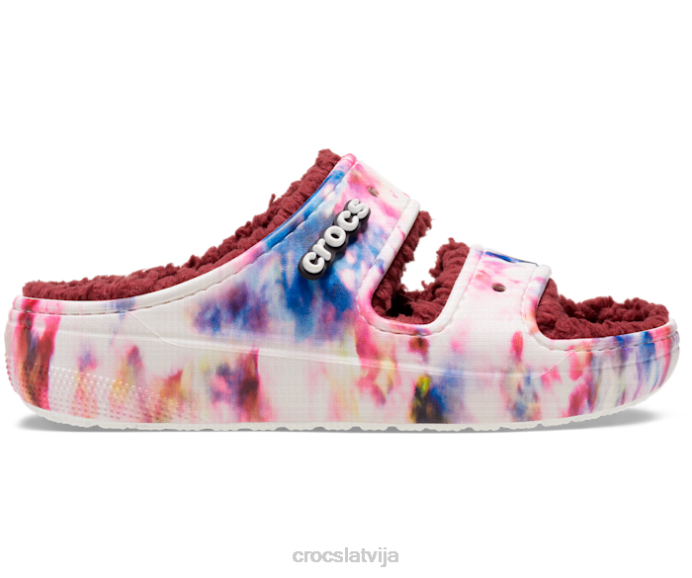 klasiskas, mājīgas kaklasaites krāsas grafiskās sandales sievietes Crocs kurpes N46T229 granāts/multi