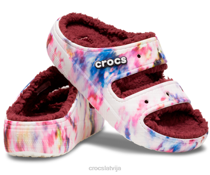 klasiskas, mājīgas kaklasaites krāsas grafiskās sandales sievietes Crocs kurpes N46T229 granāts/multi