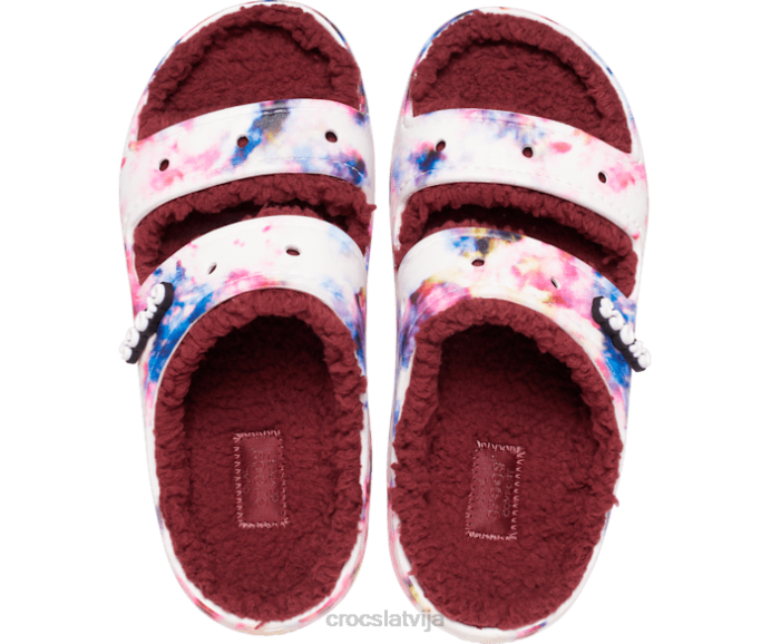 klasiskas, mājīgas kaklasaites krāsas grafiskās sandales sievietes Crocs kurpes N46T229 granāts/multi