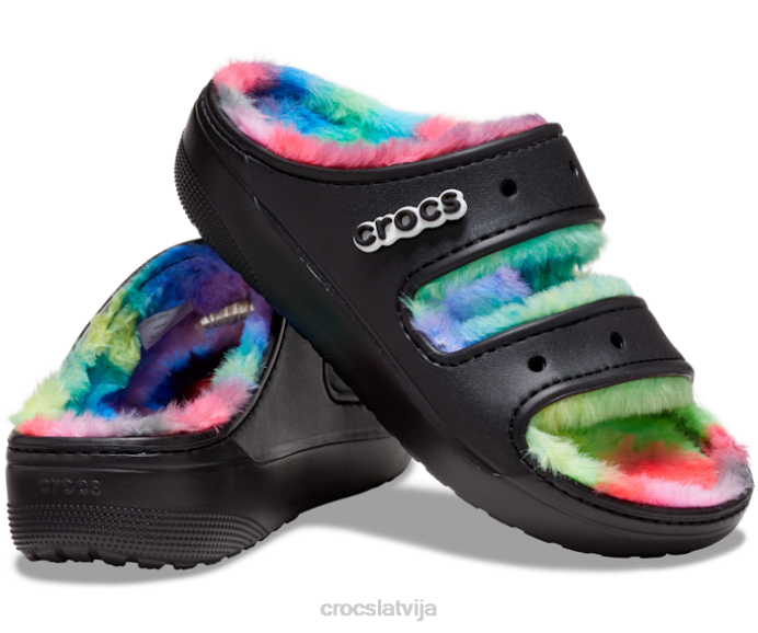 klasiskas, omulīgas, izsmidzināmas sandales sievietes Crocs kurpes N46T236 melns/multi