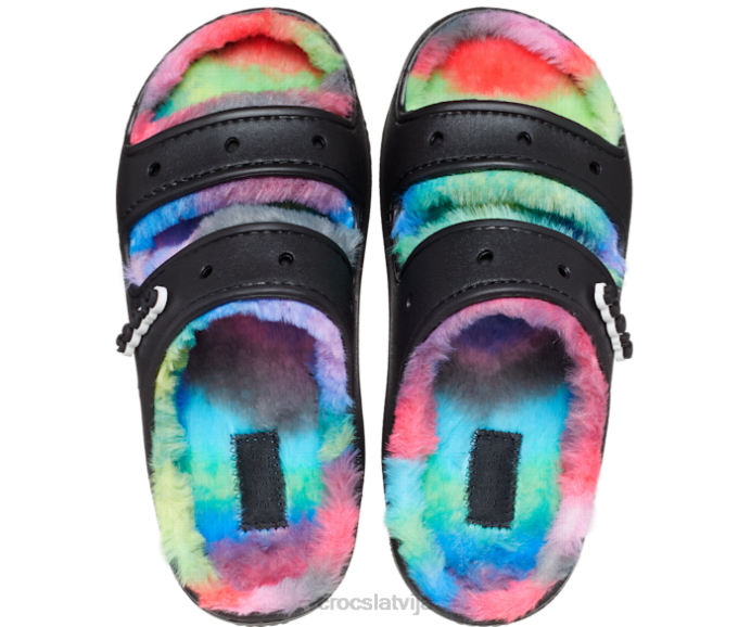 klasiskas, omulīgas, izsmidzināmas sandales sievietes Crocs kurpes N46T236 melns/multi