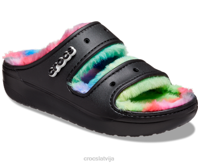 klasiskas, omulīgas, izsmidzināmas sandales sievietes Crocs kurpes N46T236 melns/multi