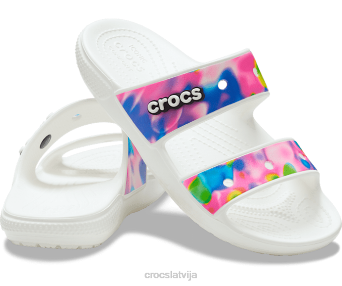klasiskas solarizētas sandales sievietes Crocs kurpes N46T310 balts/rozā