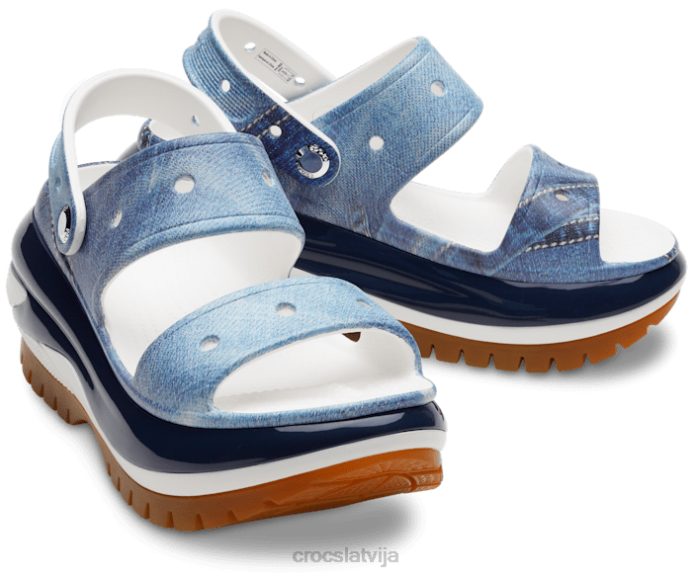 mega crush džinsa sandales sievietes Crocs kurpes N46T319 balts/multi