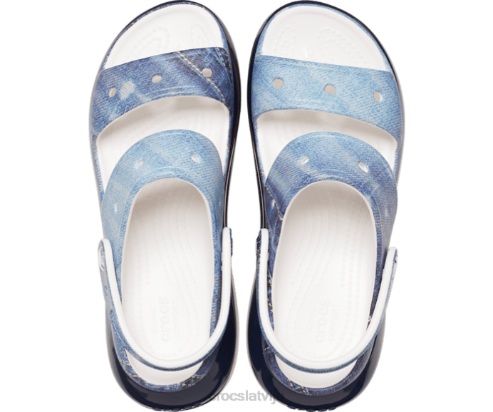 mega crush džinsa sandales sievietes Crocs kurpes N46T319 balts/multi