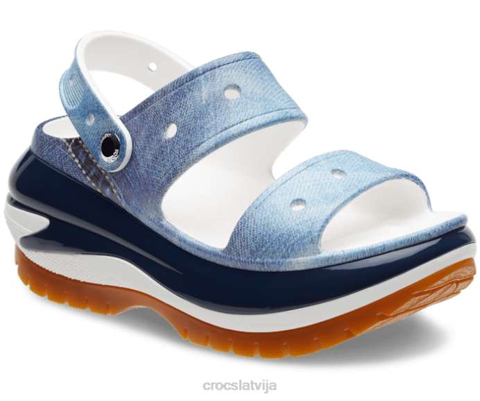 mega crush džinsa sandales sievietes Crocs kurpes N46T319 balts/multi