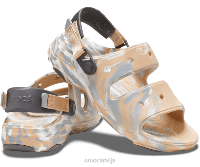 visurgājējas marmora sandales sievietes Crocs kurpes N46T317 chai/multi