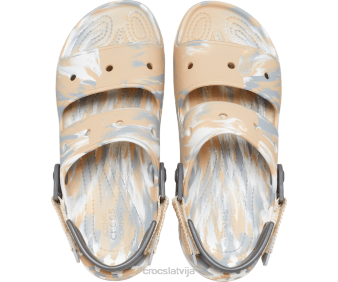 visurgājējas marmora sandales sievietes Crocs kurpes N46T317 chai/multi