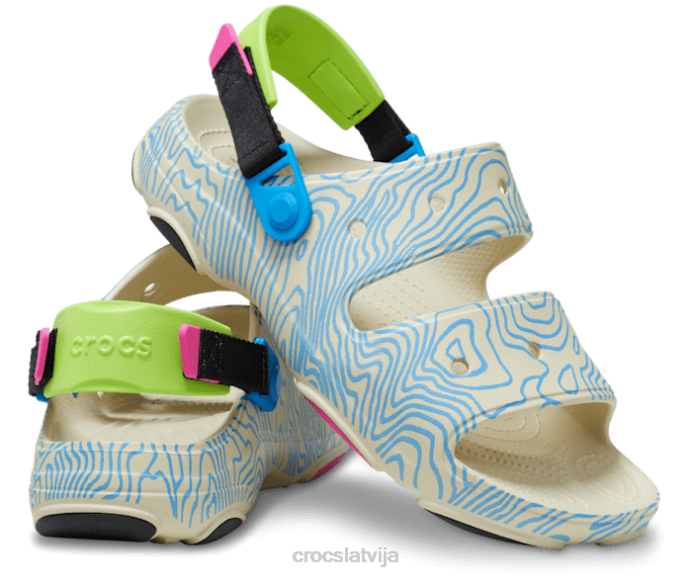 visurgājējas topogrāfiskās sandales sievietes Crocs kurpes N46T323 kauls/multi