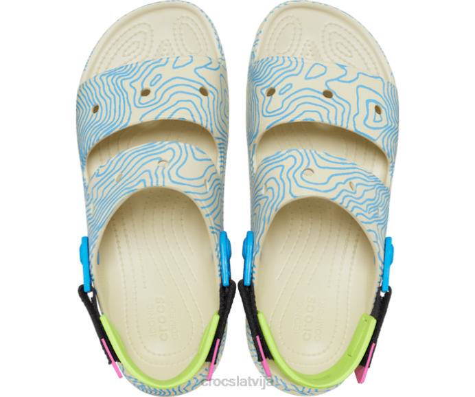 visurgājējas topogrāfiskās sandales sievietes Crocs kurpes N46T323 kauls/multi