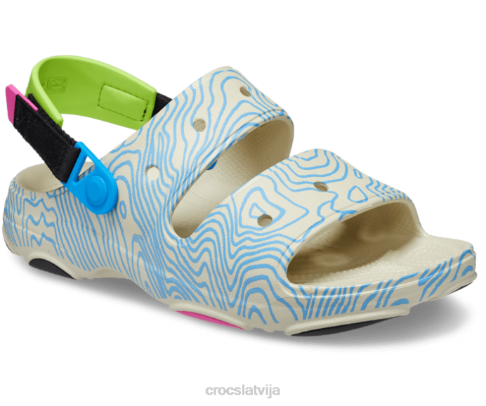 visurgājējas topogrāfiskās sandales sievietes Crocs kurpes N46T323 kauls/multi