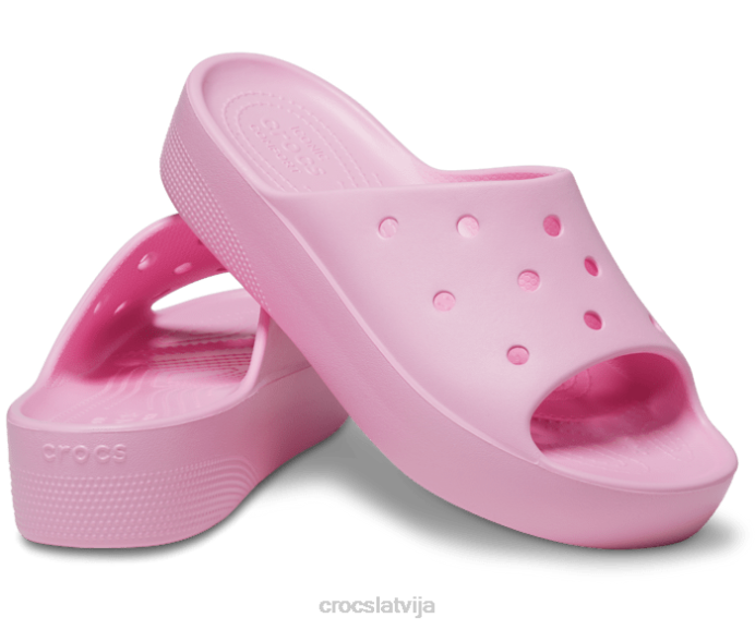 klasisks platformas slidkalniņš sievietes Crocs kurpes N46T343 flamingo