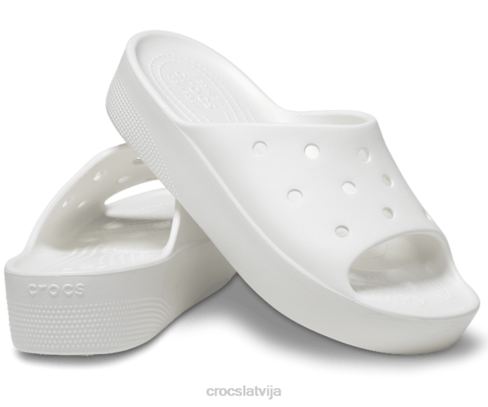 klasisks platformas slidkalniņš sievietes Crocs kurpes N46T345 balts