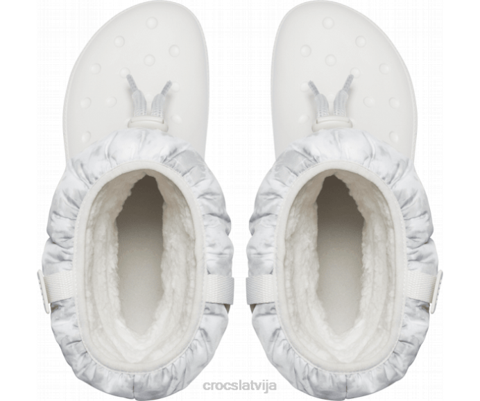 klasiski neo puff luxe zābaki sievietes Crocs kurpes N46T219 gandrīz balts/gaiši pelēks