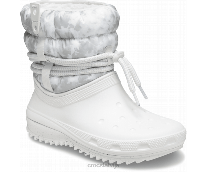 klasiski neo puff luxe zābaki sievietes Crocs kurpes N46T219 gandrīz balts/gaiši pelēks