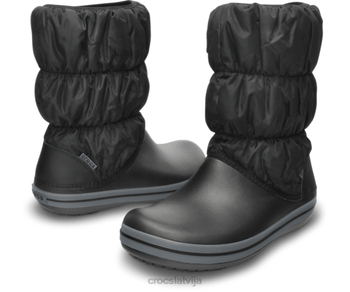 ziemas pufs zābaks sievietes Crocs kurpes N46T214 melns/ogles