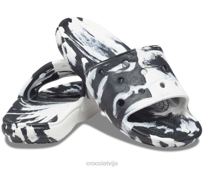 klasisks marmora slidkalniņš vīriešiem Crocs kurpes N46T464 balts melns