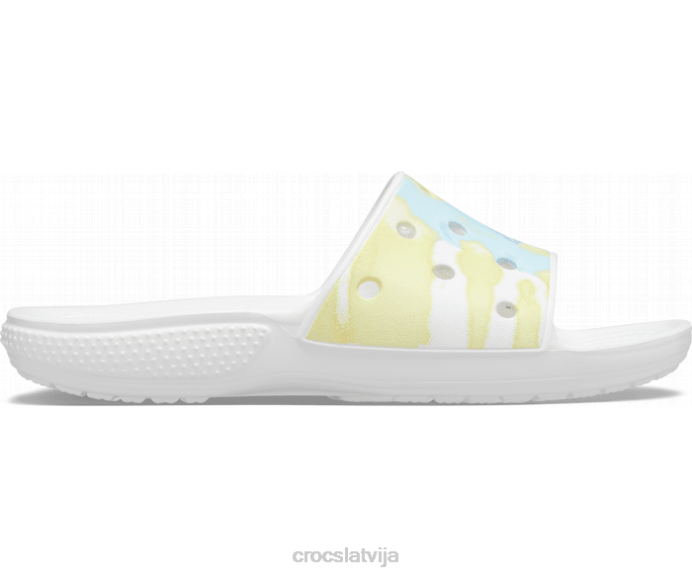 klasisks tie-dye grafiskais slaids vīriešiem Crocs kurpes N46T474 balts/multi