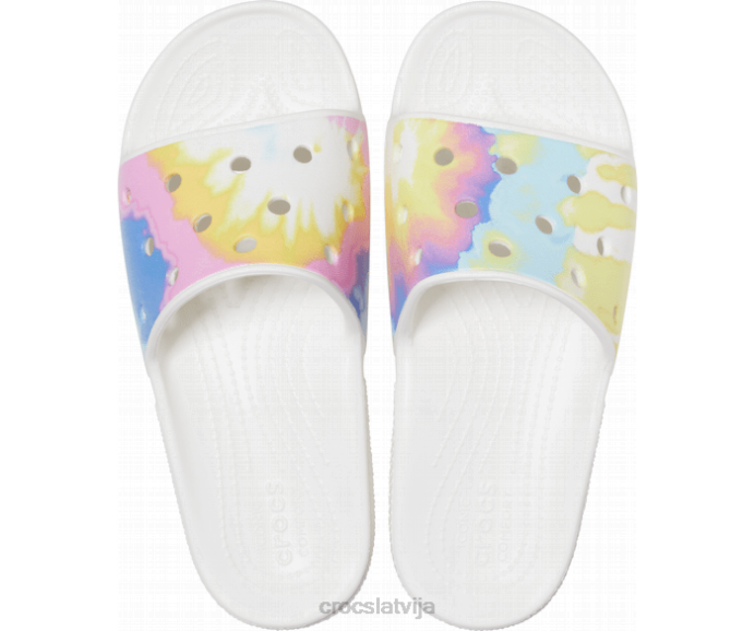 klasisks tie-dye grafiskais slaids vīriešiem Crocs kurpes N46T474 balts/multi