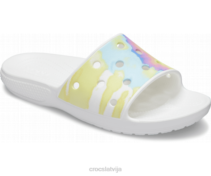 klasisks tie-dye grafiskais slaids vīriešiem Crocs kurpes N46T474 balts/multi