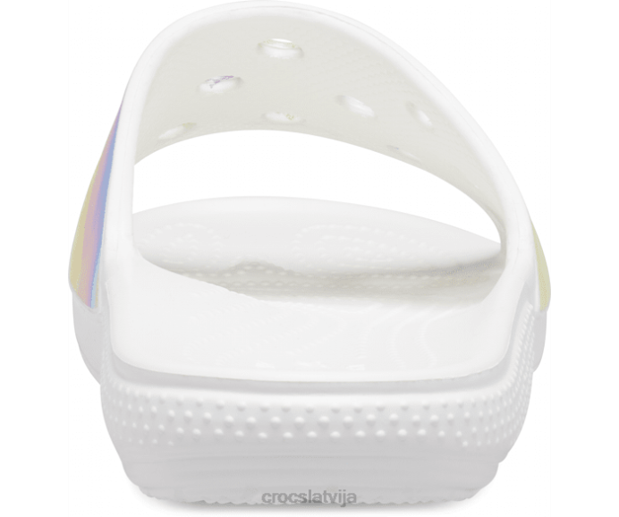 klasisks tie-dye grafiskais slaids vīriešiem Crocs kurpes N46T474 balts/multi